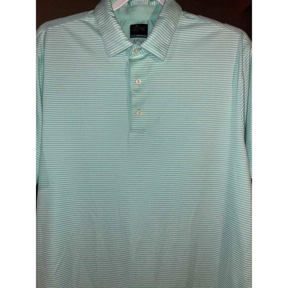 Greg Norman ML75 Play Dry Mint Green Striped Polo Shirt L/G - Picture 5 of 8